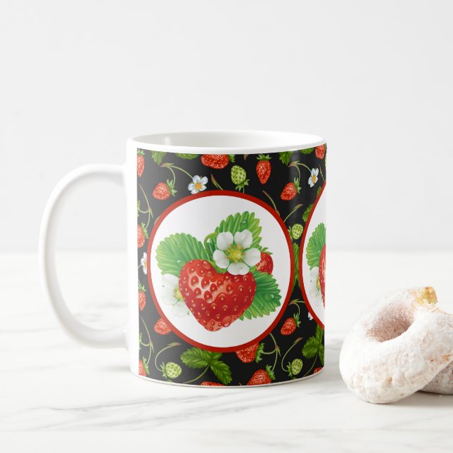 cute strawberry lovers kitchen coffee mug (With Donut)