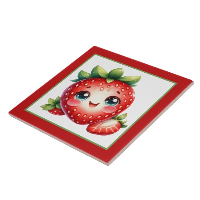 Cute strawberry lovers kitchen tile (Side)