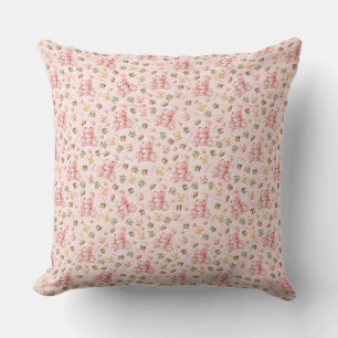 Cute Strawberry Macaron Teddy Bear and Berries Cushion