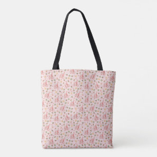 Cute Strawberry Macaron Teddy Bear and Berries Tote Bag