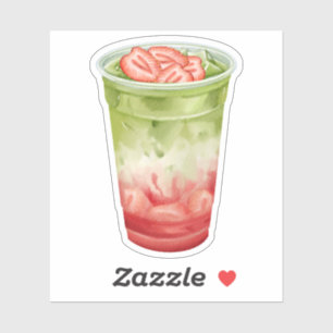Cute Strawberry Matcha Aesthetic Sticker