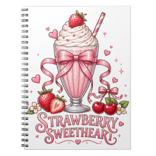 Cute Strawberry Milkshake Pink Dessert Notebook