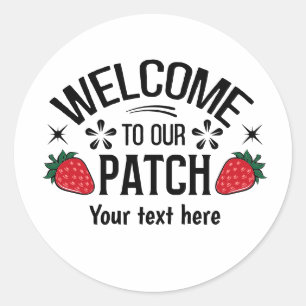 Cute strawberry patch welcome classic round sticker