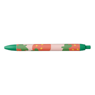 Cute strawberry pattern black ink pen