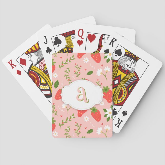 Cute Strawberry Pattern Classic Playing Cards (Back)