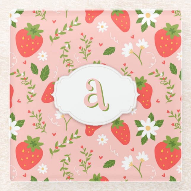 Cute Strawberry Pattern  Coaster (Front)