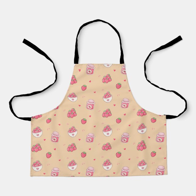 Cute Strawberry Pattern Kitchen Apron (Front)