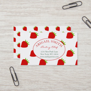 Cute Strawberry Pattern Personalised Business Card