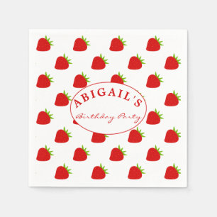Cute Strawberry Pattern Personalised  Napkin
