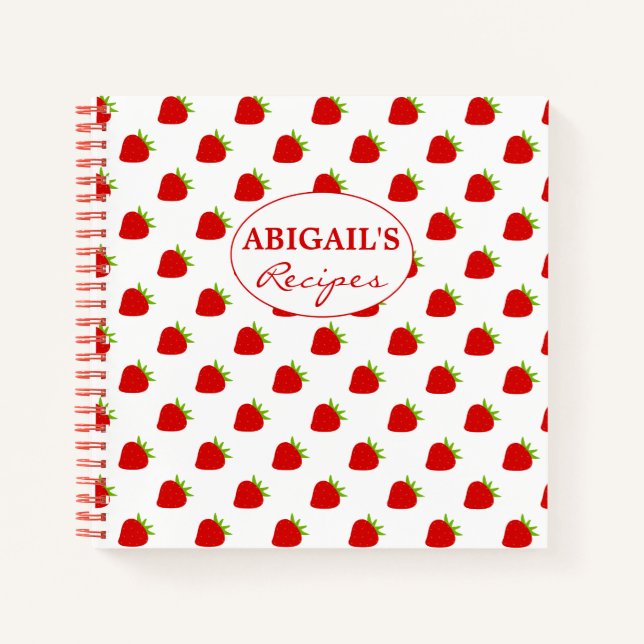 Cute Strawberry Pattern Recipe Notebook (Front)