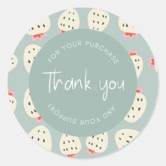 Cute Strawberry Pattern "Thank You" Packaging Classic Round Sticker