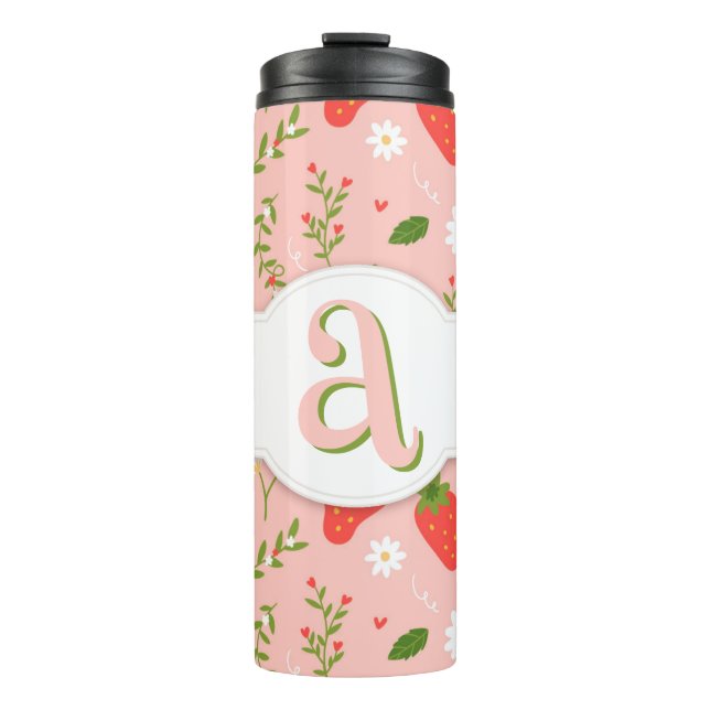  Cute Strawberry Pattern Thermal Tumbler (Front)