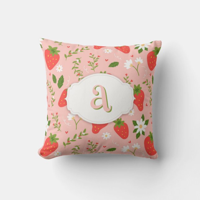 Cute Strawberry Pattern Throw Pillow (Front)