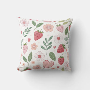 Cute Strawberry Pattern Throw Pillow