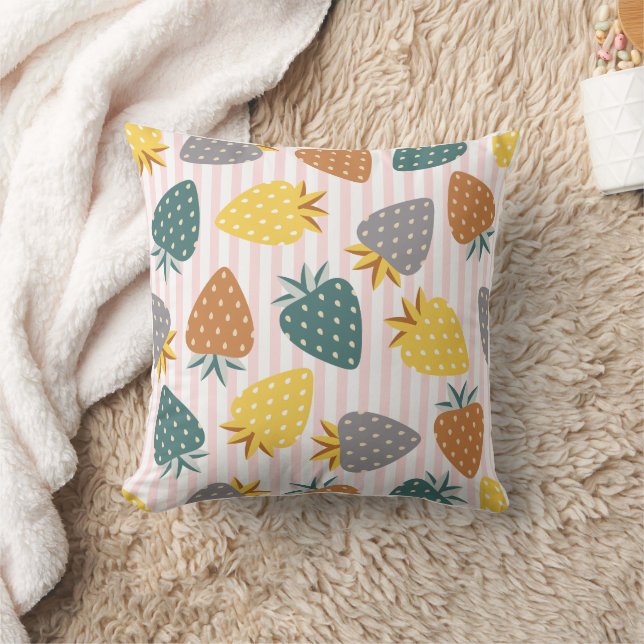 Cute Strawberry Pattern Watercolor  Cushion (Blanket)