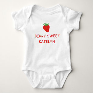 Cute Strawberry Personalised Name Baby Bodysuit