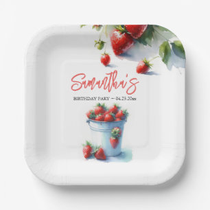 Cute Strawberry Personalised Paper Plates
