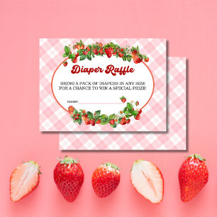 Cute Strawberry Pink Diaper Raffle Baby Shower Enclosure Card