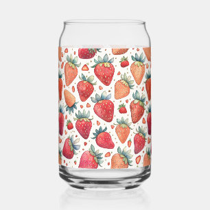 Cute Strawberry Pink Pattern Can Glass
