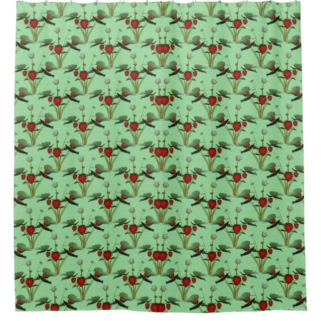 Cute Strawberry Plants Design  Shower Curtain (Front)