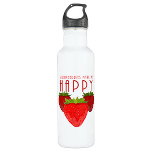 Cute Strawberry Quote Design   Kawaii Fruit 710 Ml Water Bottle