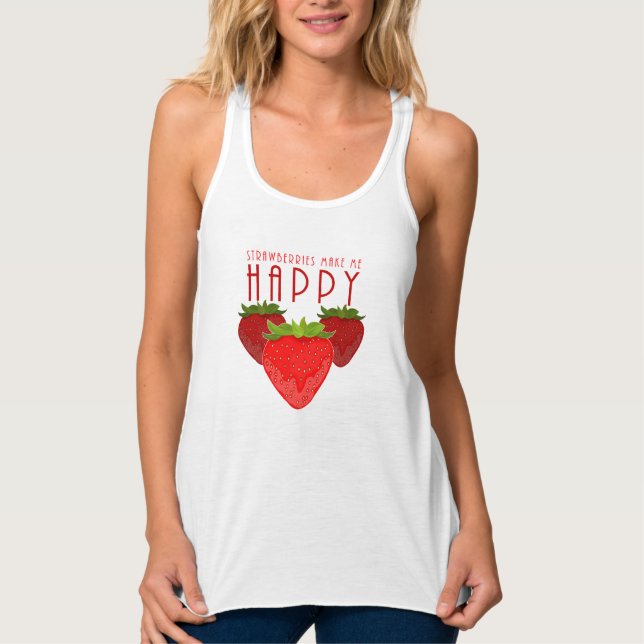 Cute Strawberry Quote Design | Kawaii Fruit Singlet (Front)