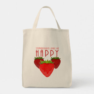 Cute Strawberry Quote Design Kawaii Fruit Tote Bag