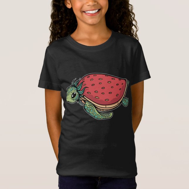 Cute Strawberry Sea Turtle Adorable Ocean Animal & T-Shirt (Front)