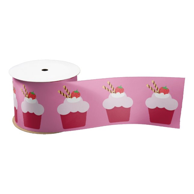 Cute Strawberry Shortcakes Pattern Satin Ribbon (Spool)