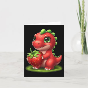 Cute Strawberry Summer Fruit Lover Dinosaur T Rex  Card