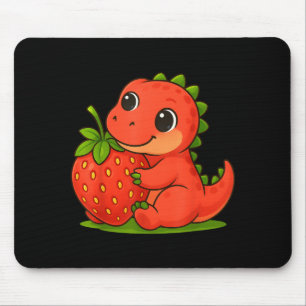Cute Strawberry Summer Fruit Lover Dinosaur T Rex Mouse Pad