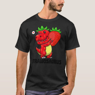 Cute Strawberry Summer Fruit Lover Dinosaur T Rex  T-Shirt