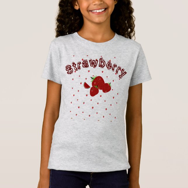 Cute Strawberry  Summer Kids  Girls  T-Shirt (Front)