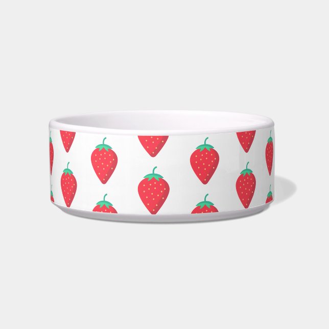 Cute Strawberry Summer Pet Lover Aesthetic Pattern Bowl (Front)
