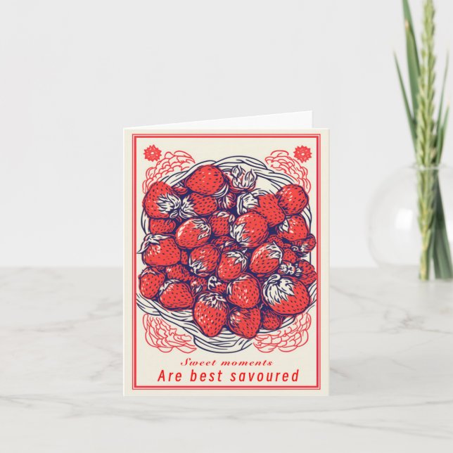 Cute Strawberry Sweet Moments Greeting Card (Front)