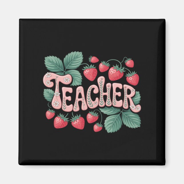 Cute Strawberry Teacher Magnet (Front)