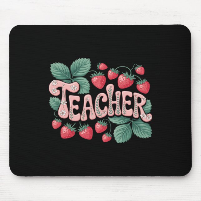 Cute Strawberry Teacher Mouse Pad (Front)