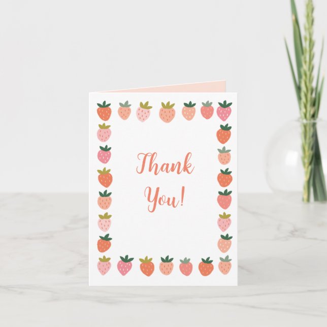 Cute Strawberry Thank You Card (Front)