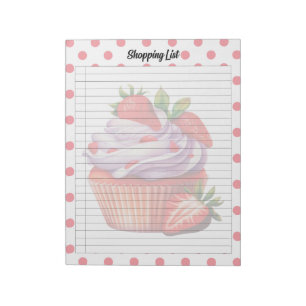 Cute Strawberry Treats Shopping List Notepad
