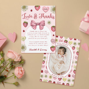Cute Strawberry Valentines Baby Shower Thank You