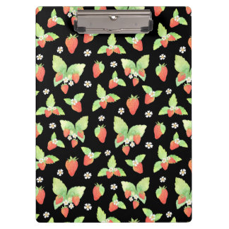 Cute Strawberry Watercolor Botanical Pattern Clipboard