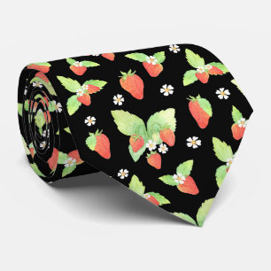 Cute Strawberry Watercolor Botanical Pattern Tie