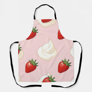 Cute Strawberry Whipped Cream Pattern Apron