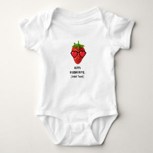 Cute Strawberry with Heart Sunglasses  Baby Bodysuit
