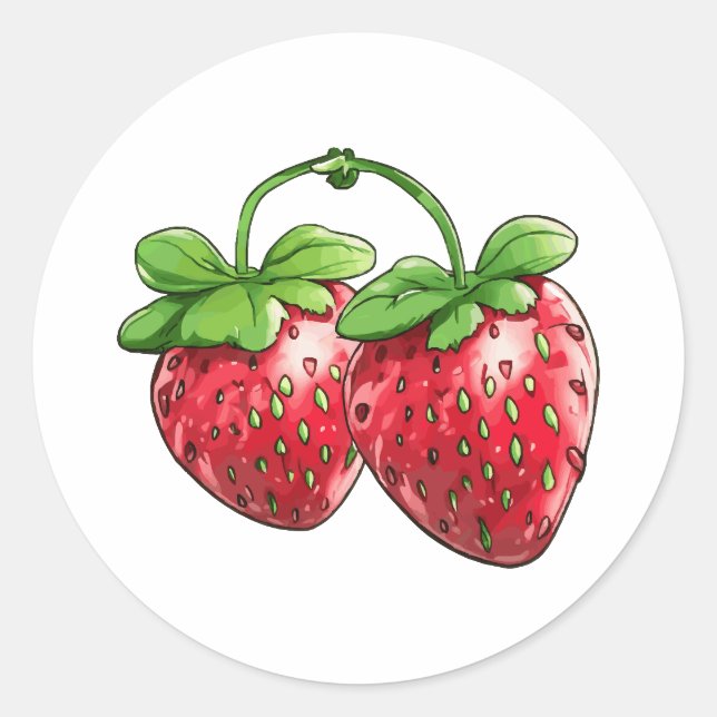 cute strawberry's classic round sticker (Front)