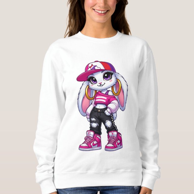 Cute Street Style Bunny Sweatshirt 🐰💖✨ | Trendy  (Front)