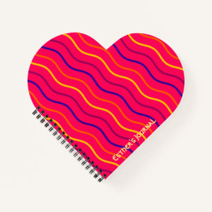 Cute Stripe Custom Personalised Name Pink Notebook
