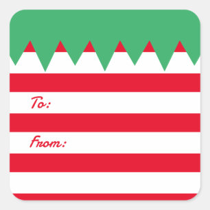 Cute stripe elf suit to and from Christmas sticker