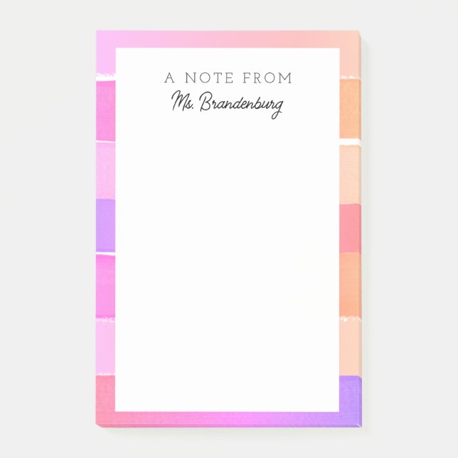 Cute Stripe Teacher Name Classroom Back to School Post-it Notes (Front)