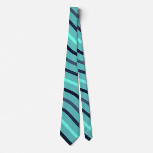 Cute Stripe Wavy Line Geometry Colourful Blue Tie